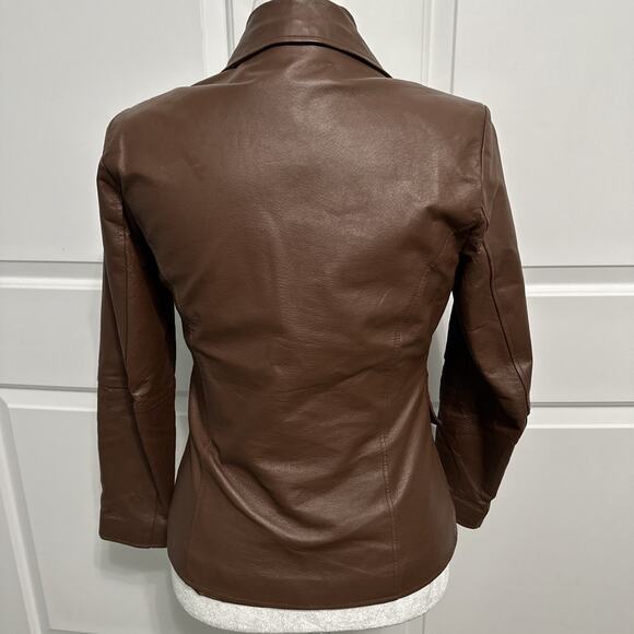 Metro Style Woman’s Brown Leather Jacket Size Small Trendy Chic - Picture 4 of 10